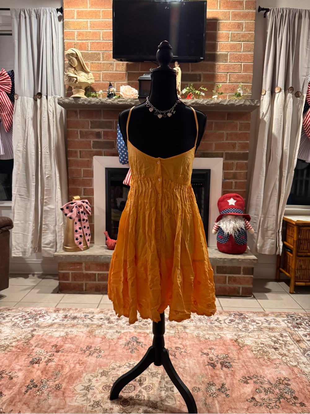 Women's Yellow Sundress - Lightweight Spaghetti Strap Dress